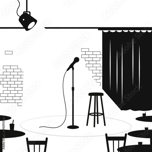 Microphone on a stand alone stage.