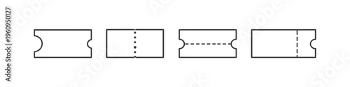Collection of four different ticket designs with perforations and notches