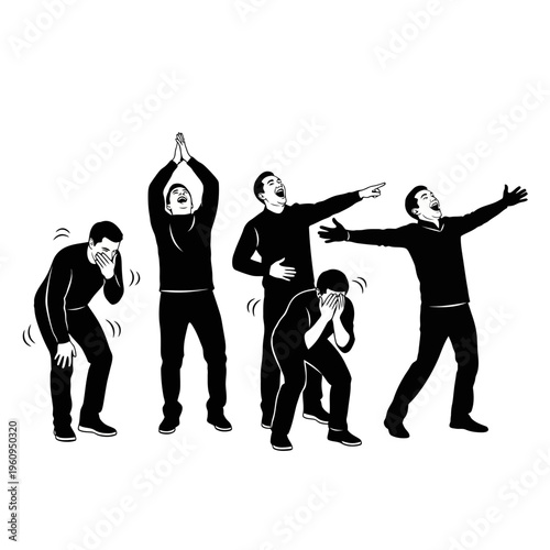 People expressing various emotional body language.