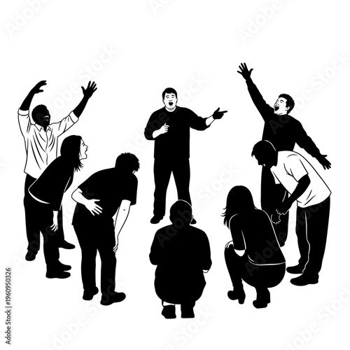 People gathered in a discussion circle.