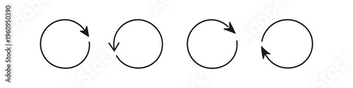 Set of four circular arrows indicating rotation and repetition in a simple graphic style