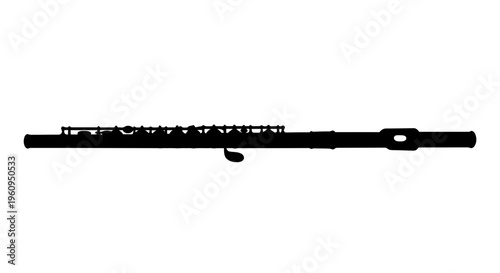 Silhouette of a black flute in profile view
