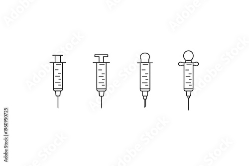 Collection of four different syringe icons in a simple line art style