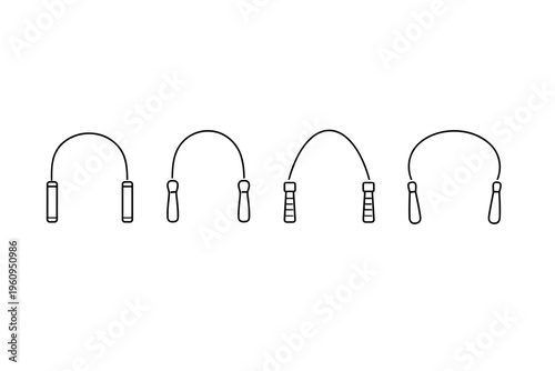 Collection of simple line art jump ropes with different handle designs