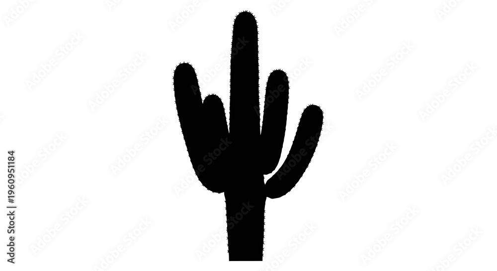 Fototapeta premium A black silhouette of a cactus plant