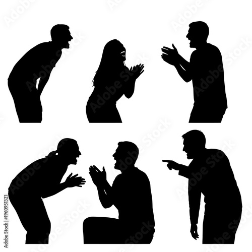 Silhouettes of people arguing and gesturing.
