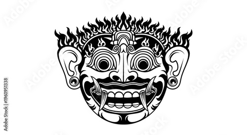 Balinese Barong Mask Vector Illustration