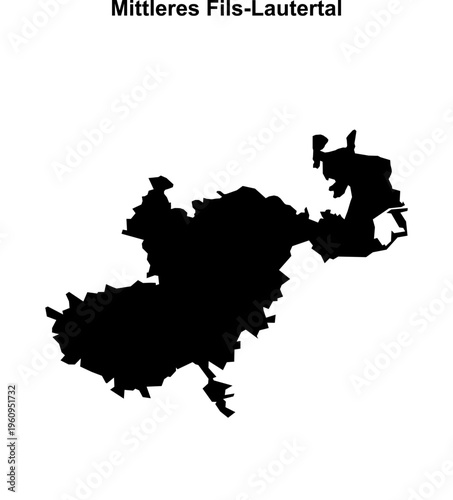 Mittleres Fils-Lautertal (Baden-Wurttemberg) blank outline map