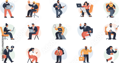 Diverse group of people engaged in various modern professional activities