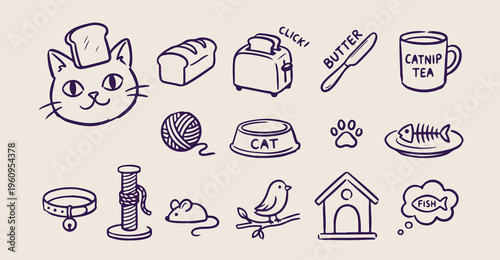  Pet Care Cat Lifestyle, Domestic Animal Supplies Illustration, Kitten Adoption Home Design, Veterinary Clinic Service Graphics, Playful Cat Toy Collection, Animal Shelter Rescue Art, Feline Friend Gr