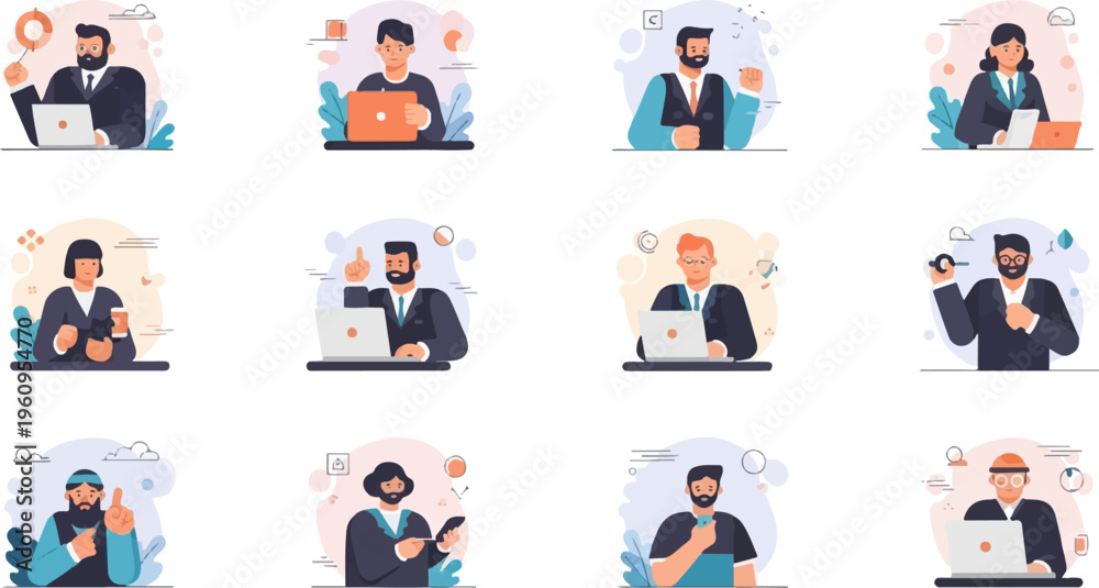 Fototapeta premium Diverse professionals engaged in various work-related activities (1)