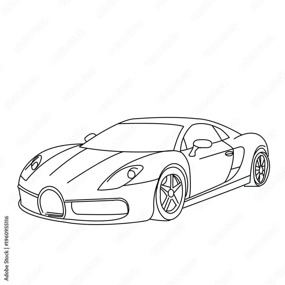 Naklejka premium Modern luxury supercar line art illustration