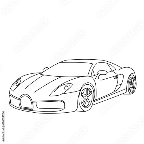 Modern luxury supercar line art illustration