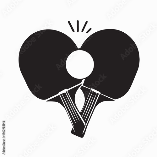 Ping Pong Rackets And Ball Logo Icon Vector In Flat Design Style