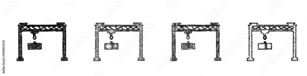 Obraz premium Sketch overhead crane icon design set