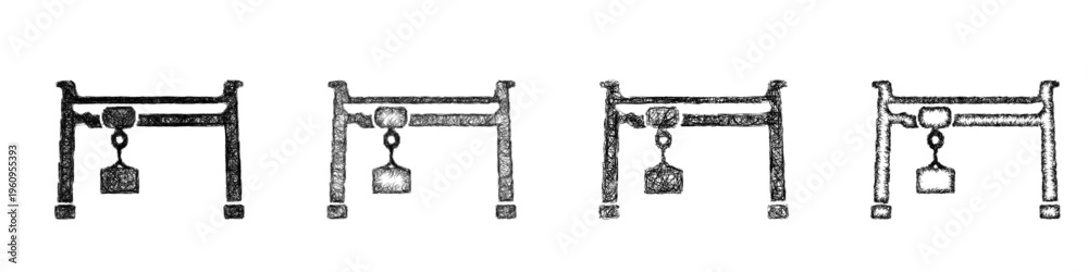 Fototapeta premium Sketch gantry crane icon design set