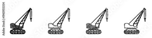 Sketch crawler crane icon design set