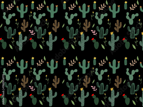 seamless pattern of cactus