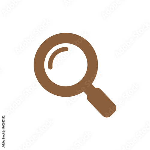 Brown magnifying glass graphic signifies the powerful action of detailed examination, information retrieval, and focused inquiry across diverse digital platforms and tools.