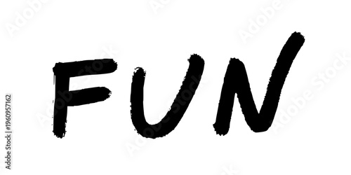 Fun hand written all caps word. Black doodle isolated text single hand-drawn word.