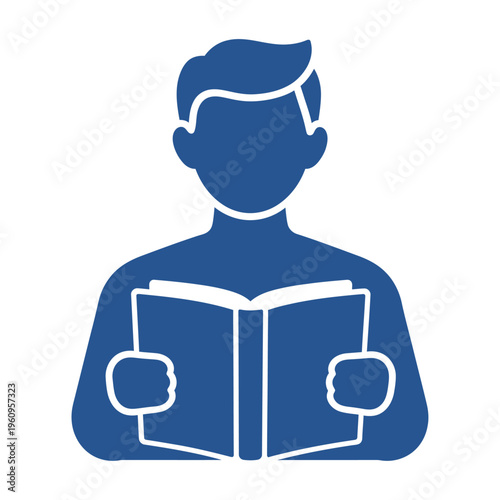 Vector of a person holding and reading an open book
