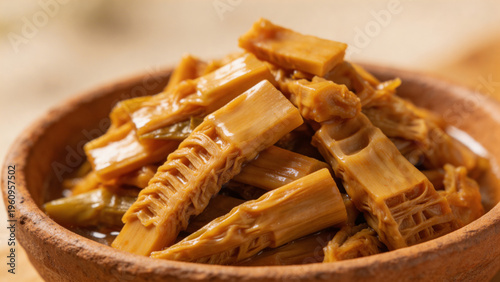 fermented bamboo shoot dish traditional asian close up
