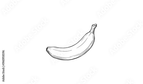 Monochrome outline of banana on white background