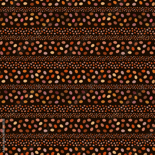 Chocolate eggs seamless vector pattern, Dark brown background with egg shaped elements for Easter designs