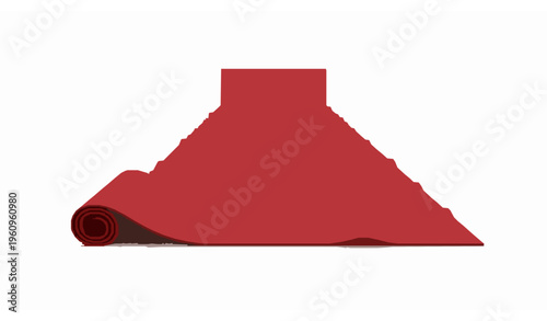 Red carpet pathway 3D illustration isolated on white background