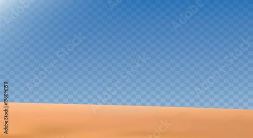 Realistic desert landscape isolated on transparent background. Sandy desert dunes. Vector illustration
