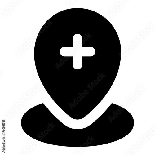 Location Glyph Icon Vector, Modern Medical and Pharmacy Symbol for Healthcare, Medicine, and Hospital Services