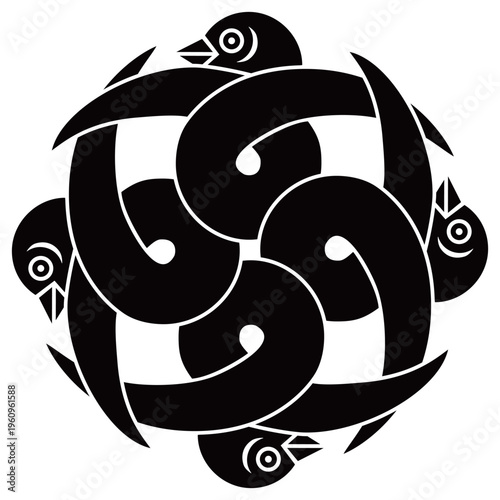 家紋です。尻合わせ四つ重ね結び雁金といいます。