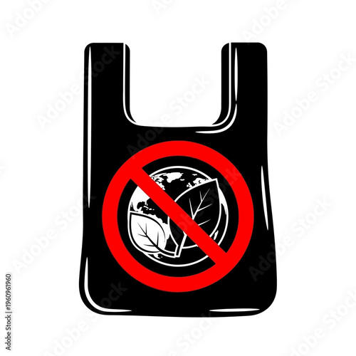 Black Plastic Bag with Red Symbol.