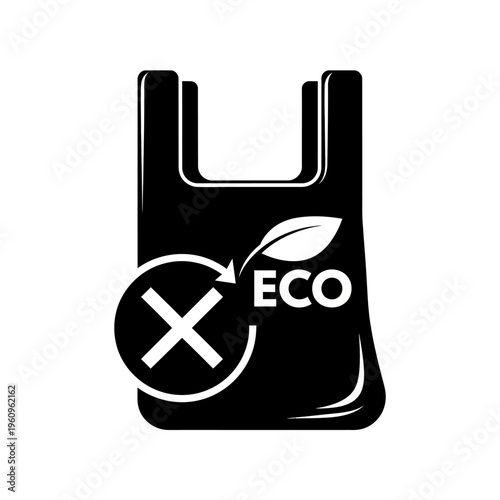 Eco friendly reusable bag symbol.
