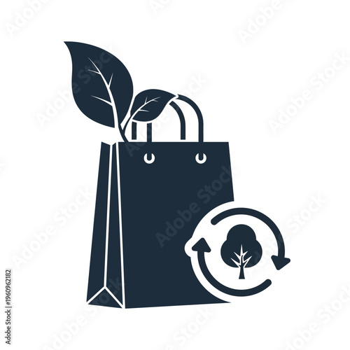 Eco friendly reusable shopping bag symbol.