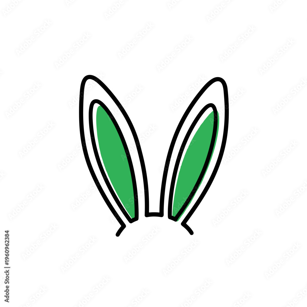 Obraz premium Bunny ears with green accents in minimalistic design for Easter 