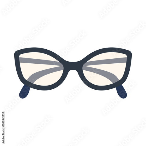 Cat eye glasses icon. Stylish optical frame for reading, fashion, study and vision care design.