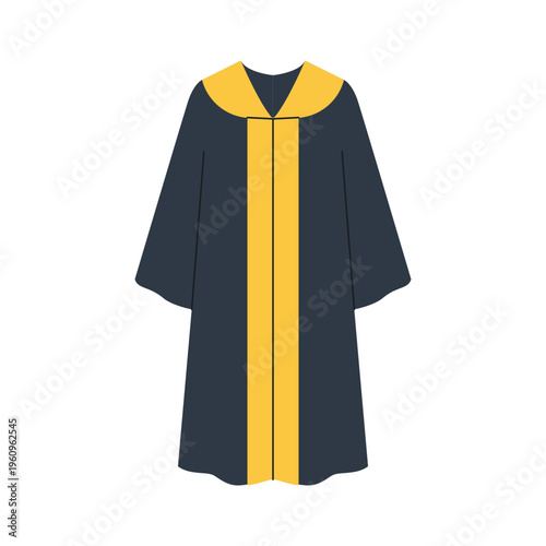 Graduation gown robe icon. Academic ceremonial outfit for commencement, university degree, student achievement and education design.