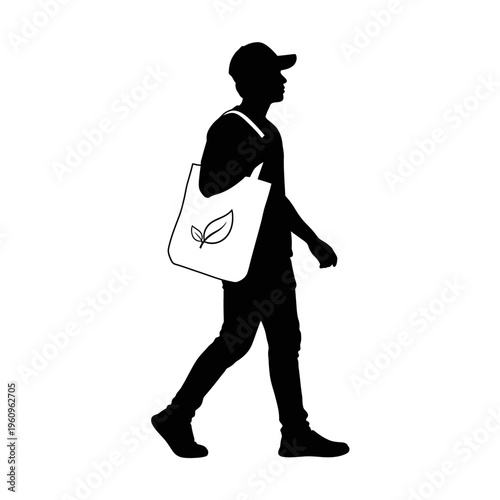 Man walking with a bag.