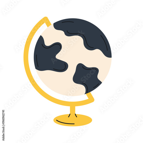 School globe on stand icon. Geography symbol for education, classroom, study and world learning design.