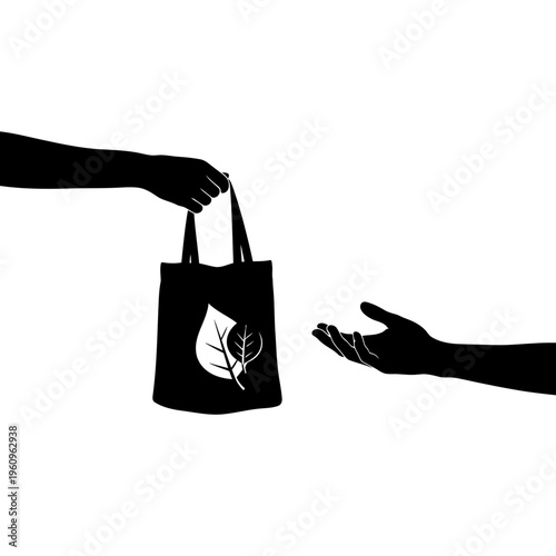 Person handing over eco friendly bag.