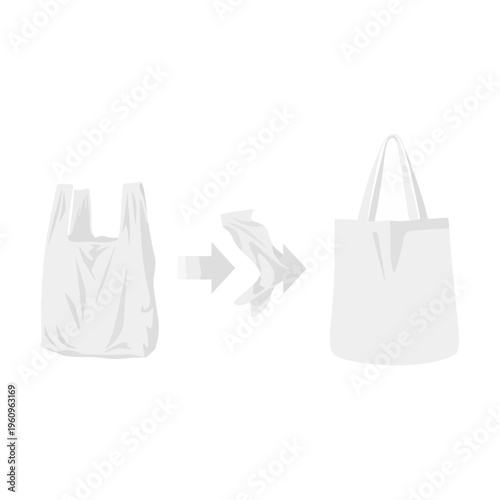 Reusable tote bag made of fabric.