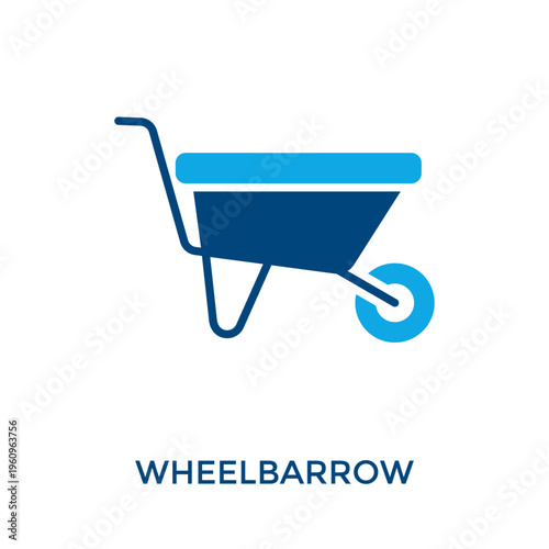Wheelbarrow Icon Dual Tone Style. Vector Illustration For Graphic Design