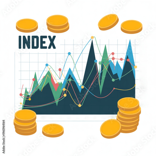 Business finance stock market index graph.