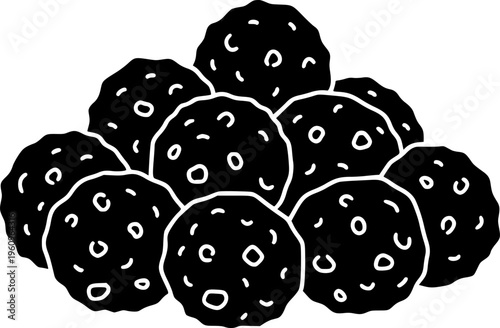 Delicious Food Pile Icon - Minimalist Meatballs or Cookies Vector Silhouette