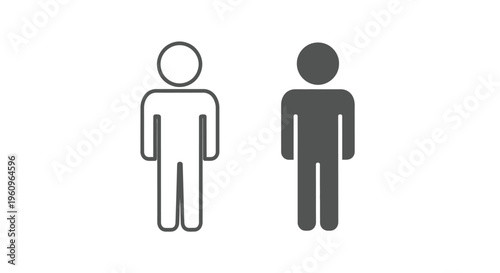Simple graphic icons representing two stylized human figures one outlined and one filled indicating comparison selection or status difference for navigation design.