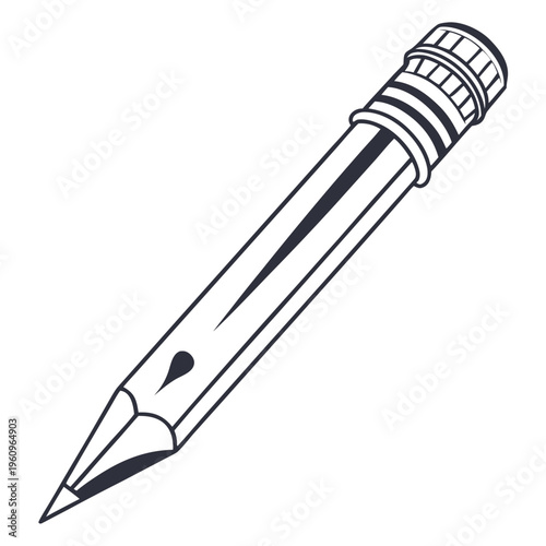 Photography Detailed pencil illustration with decorative metal ferrule for artistic sketchin