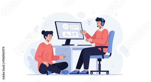 Online learning, remote education, collaboration, and support concept illustration