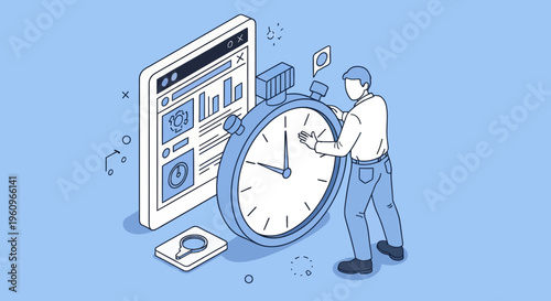 A Man Can Use Blue Web Data Tool Set To Run Fast Task Goal List