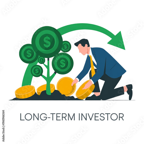 Businessman investing in growing money tree.